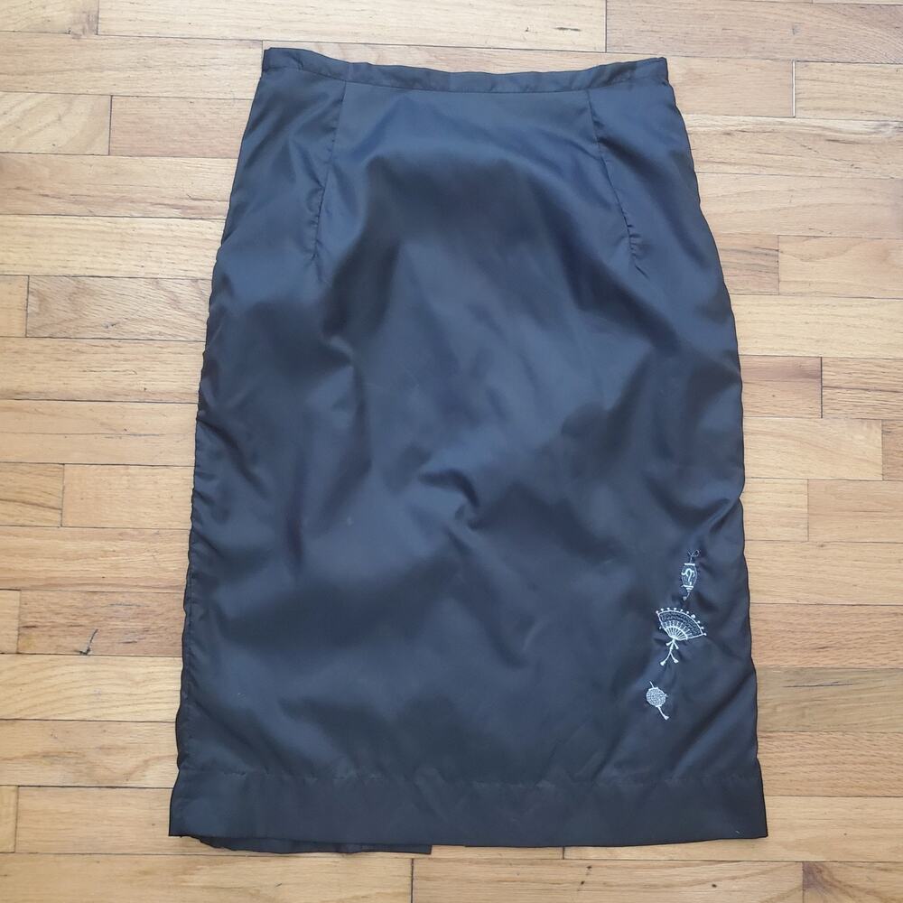 Arquette of Hollywood Vintage Embroidered Slip Skirt Black Coquette Retro - Picture 1 of 10
